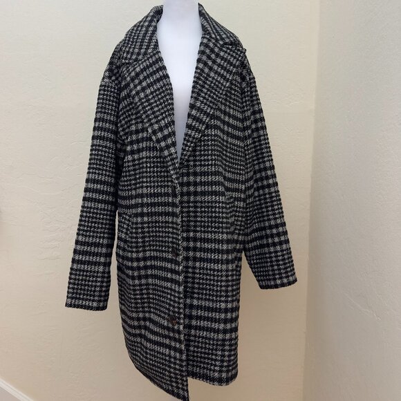 boohooMAN Pow Check Single Breasted Overcoat - Picture 1 of 11